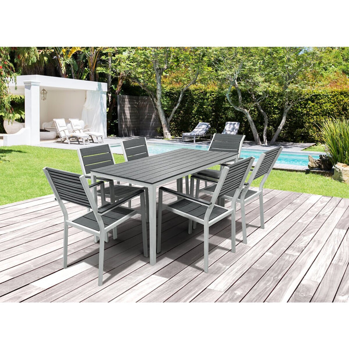 Table de jardin avec lattes en plastique "Majorque"  156 x 78 x 74 cm - Gris