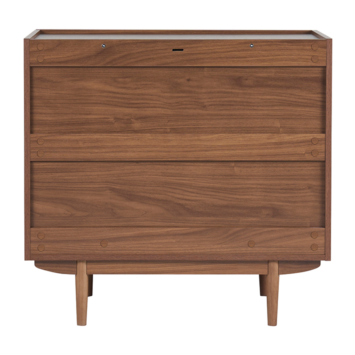 Commode finition bois foncé noyer 3 tiroirs L80 cm SANAA