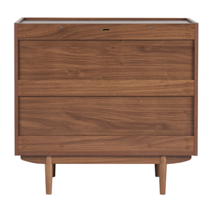 Commode finition bois foncé noyer 3 tiroirs L80 cm SANAA