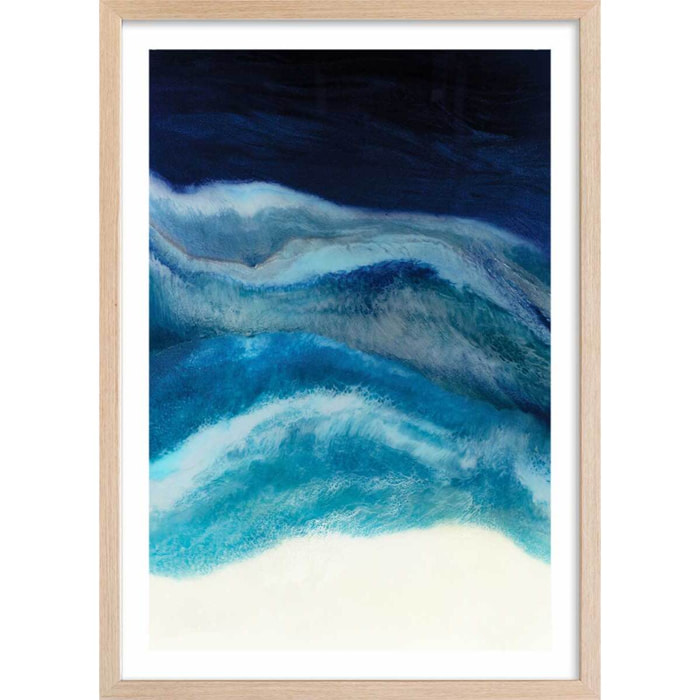 Poster abstrait blue crawling Affiche + cadre en bois - Chêne