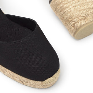 Alpargatas de cuña de mujer Carina en algodón orgánico, cierre mediante lazada