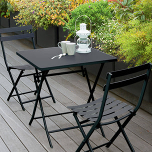 Table de jardin pliante carrée "Greensboro" graphite 2 places en acier traité époxy