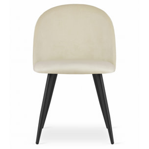 Sedia Bello in velluto beige e gambe in metallo nero