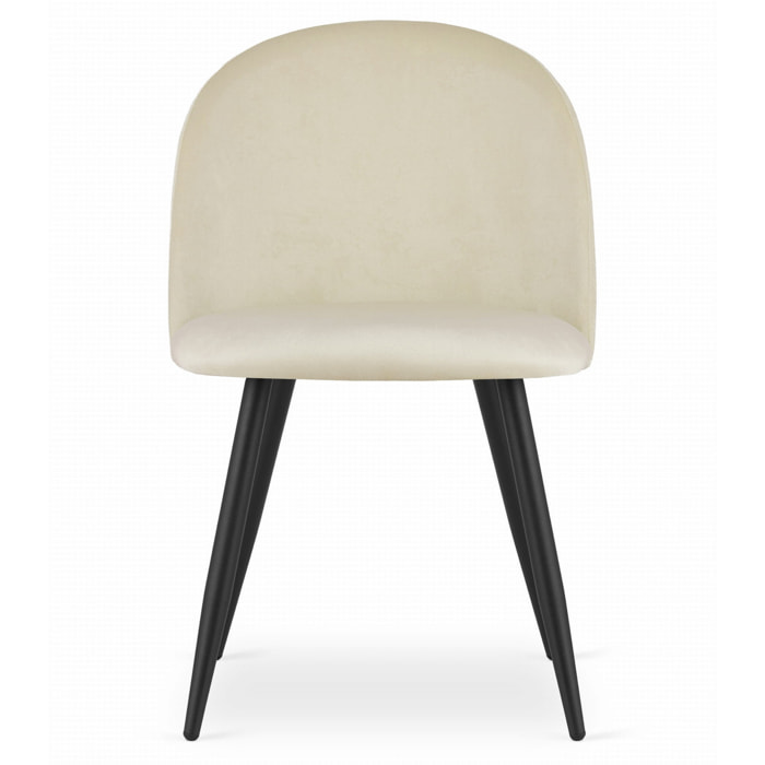 Sedia Bello in velluto beige e gambe in metallo nero