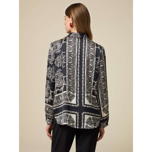 Oltre - Patterned satin shirt - Negro