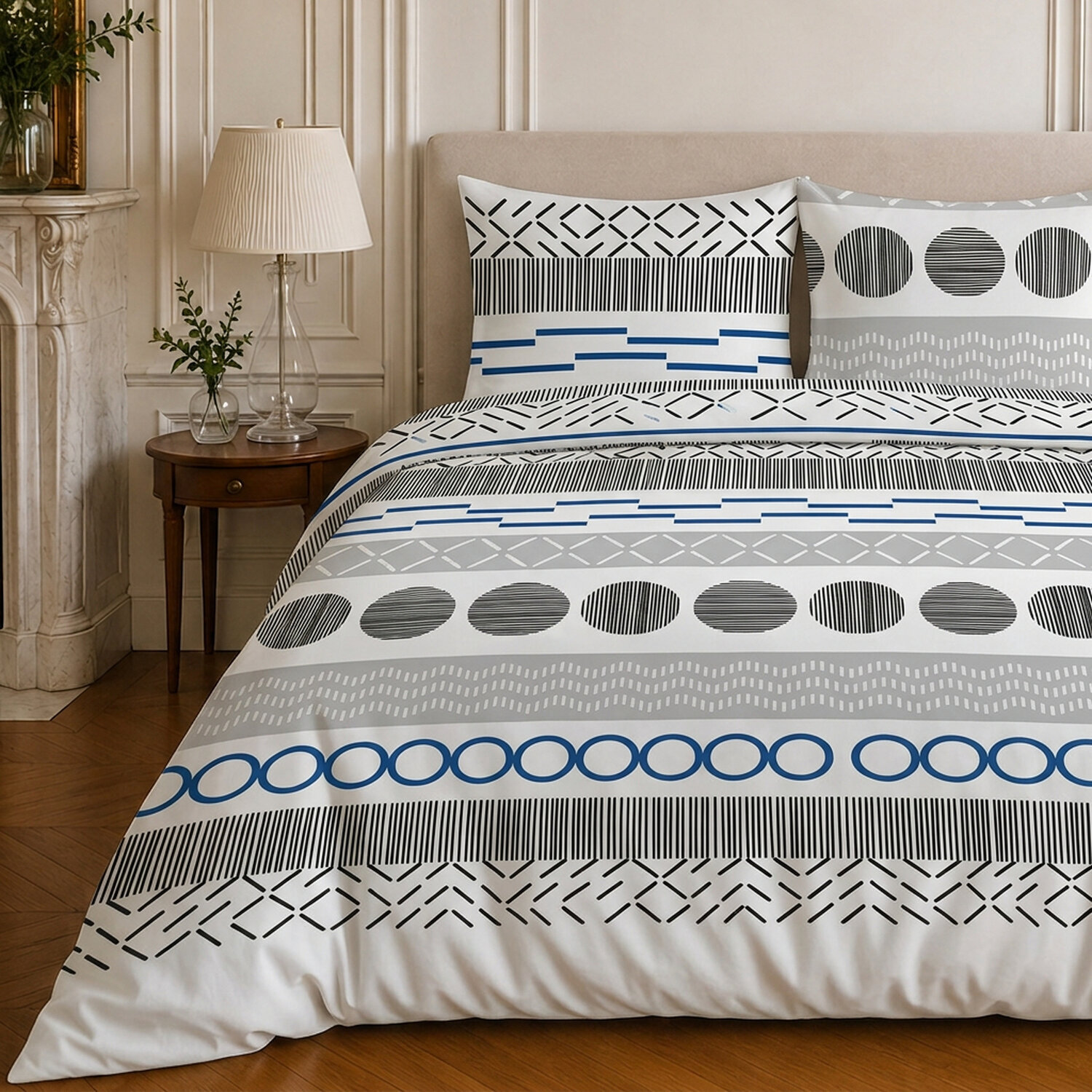 Parure housse de couette 100% microfibre motif géométrique - VAGUE