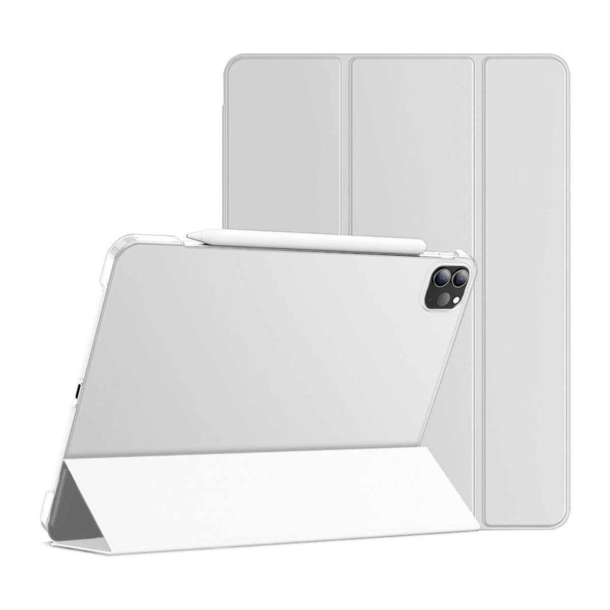 Étui Smart Cover iPad Pro 12.9 pouces (2018/2020/2021) Argent à Rabat avec Support