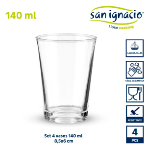 Set 4 vasos vidrio carajillo 140ml colección vivalto