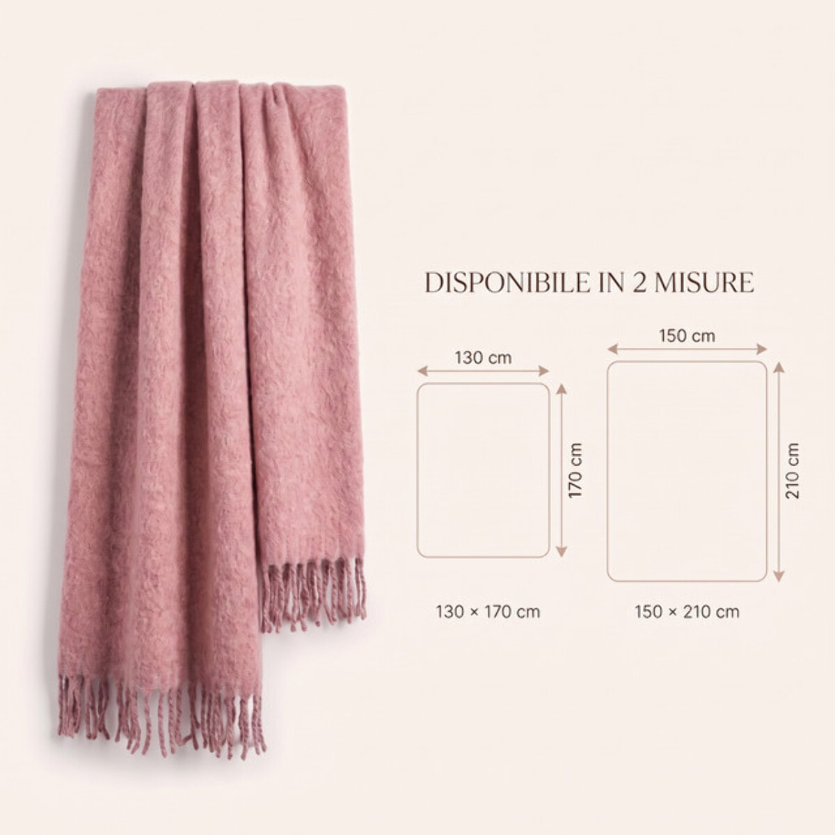 Plaid in poliestere - Rosa