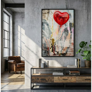 STAMPA C/LED SU TELA HEART CM 60X3,5X90 (APPLICAZIONE 3D ACRILICO)