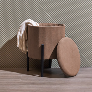 Lot de 4 Poufs - HOME DECO FACTORY - Jules - Rangement - Côtelé - Taupe