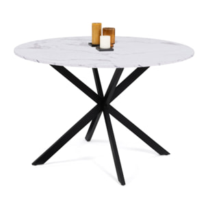 Table à manger ronde Soline Ø110cm effet marbre
