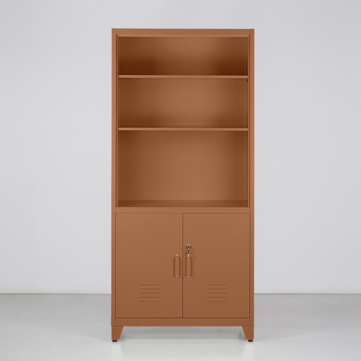 Armadio metallo semiaperto con ante e 5 scaffali mattone 84x45x190 cm - Yumi