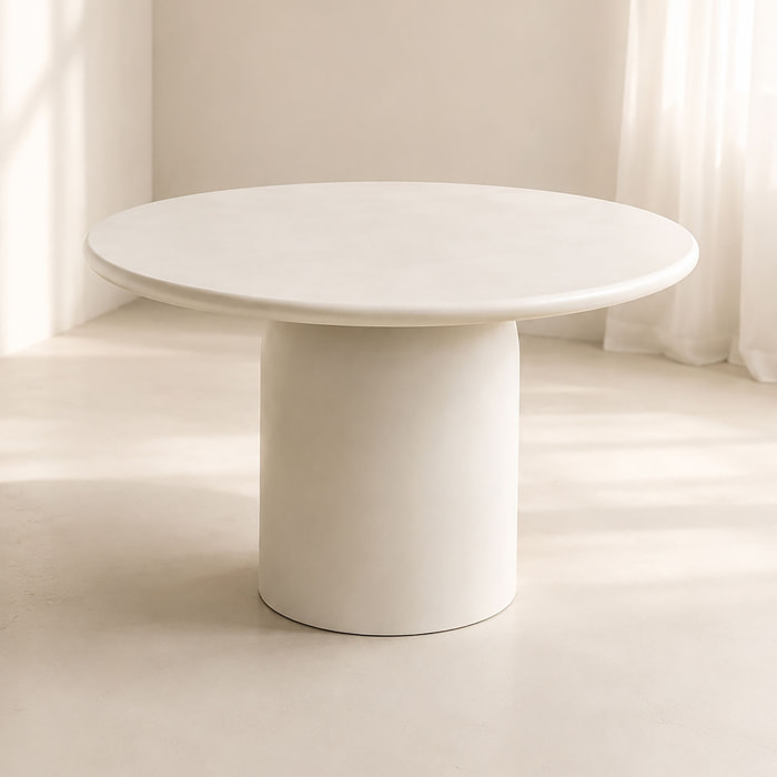Table ronde 120cm effet béton crème MINERAL
