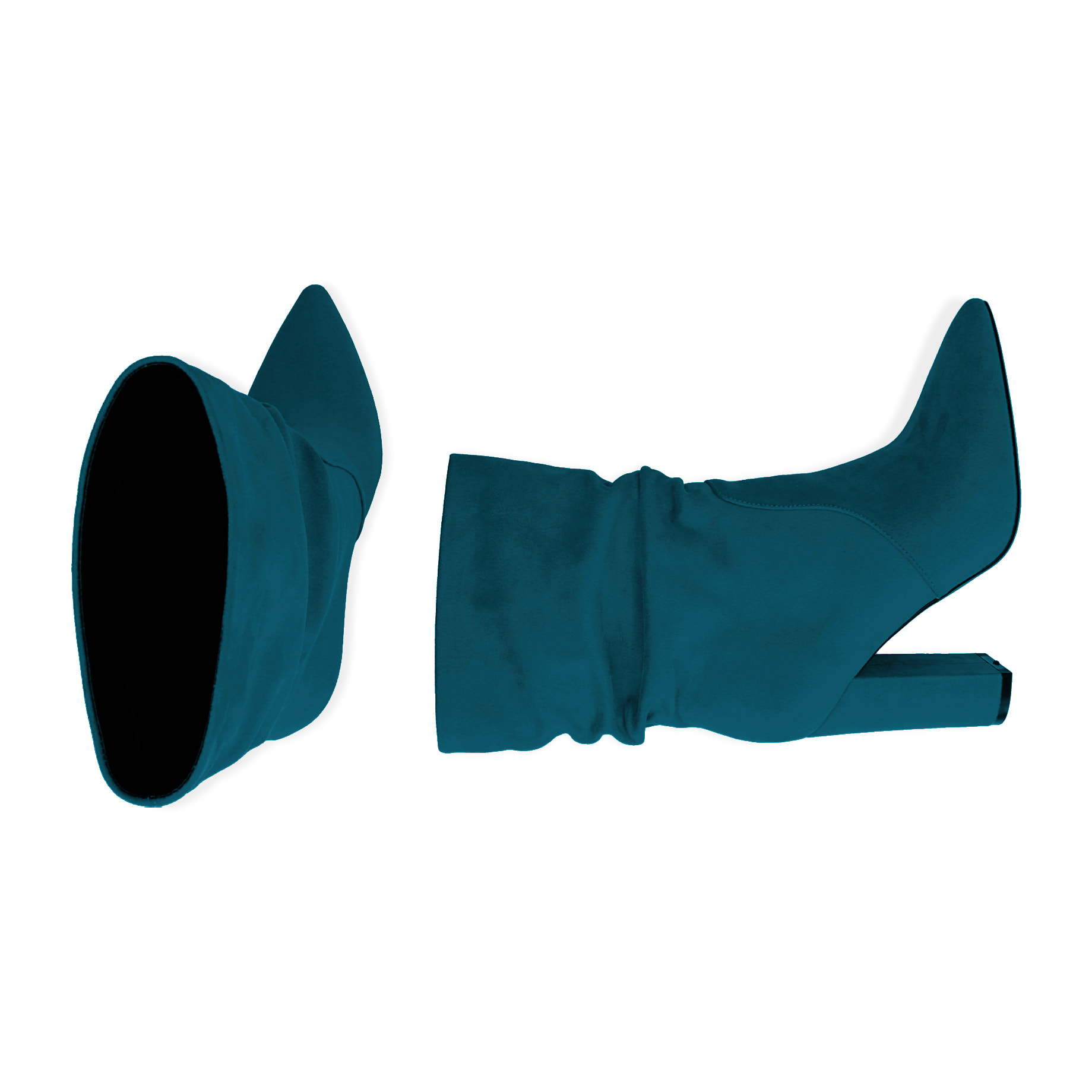 Ankle boots petrolio in microfibra, tacco 10,5 cm