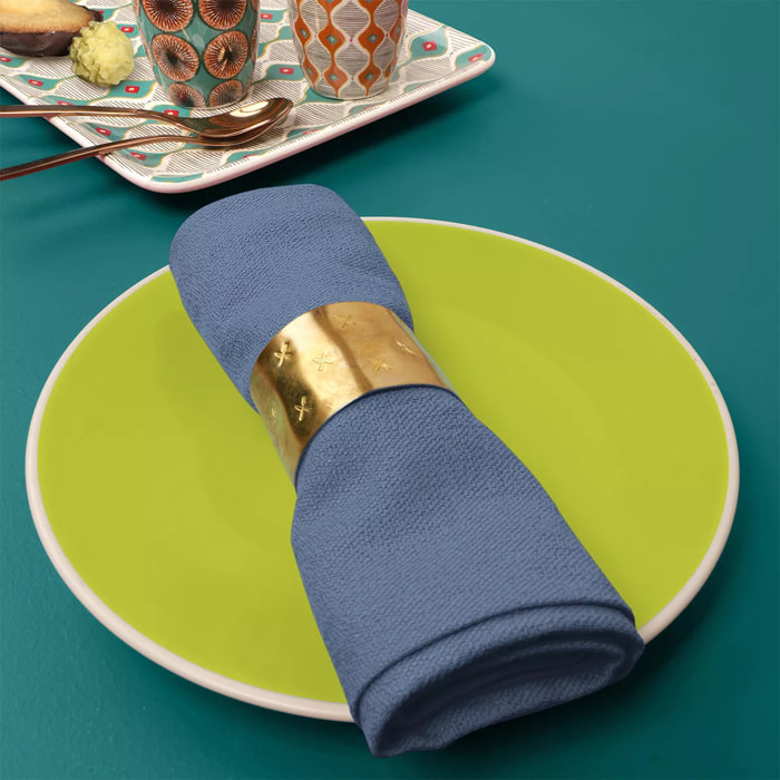 Serviette pur coton motif jacquard bleu Bastide bleuet