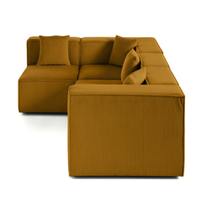 Arty - canapé modulable d'angle gauche 4 places - en velours côtelé - Jaune