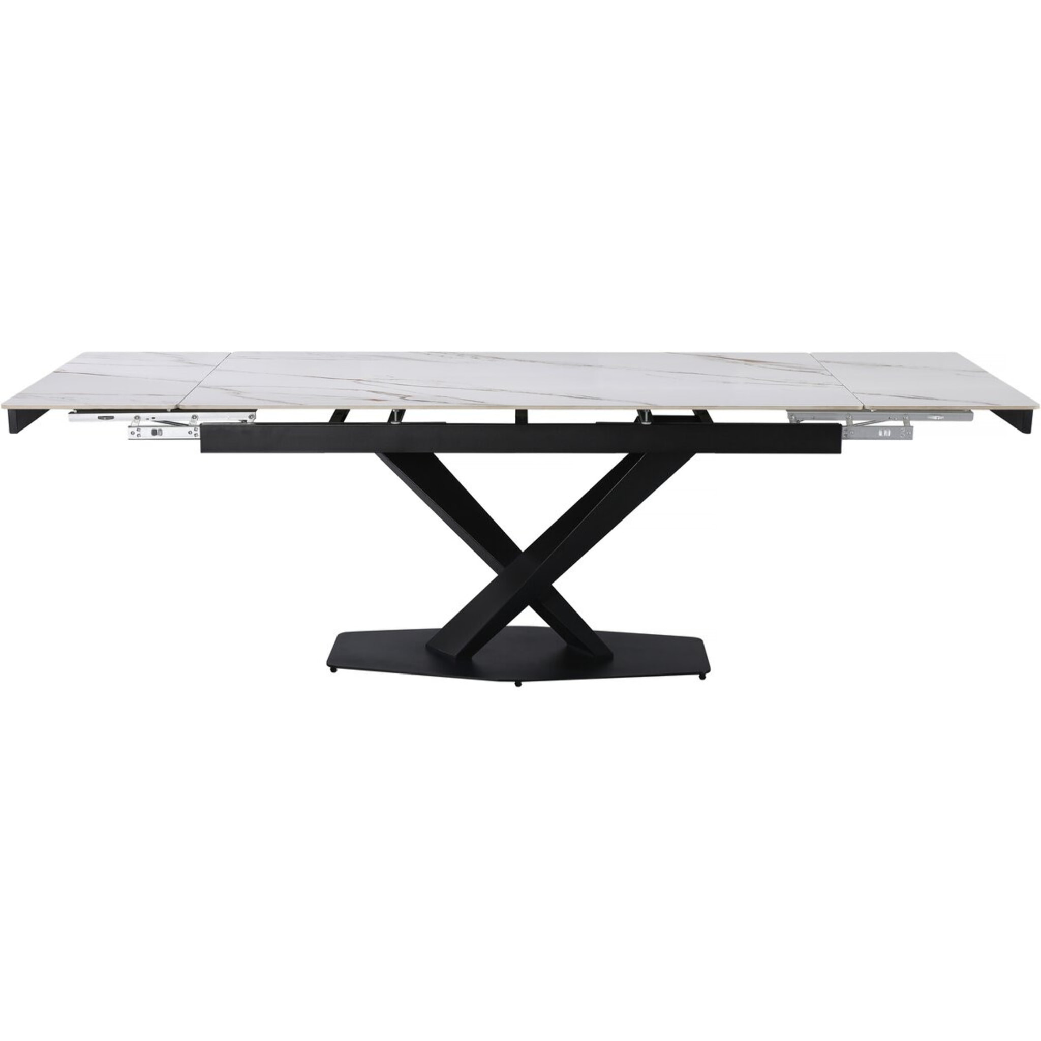 Table à manger extensible en céramique 6 à 10 personnes  "Silence" - Blanc marbré gold