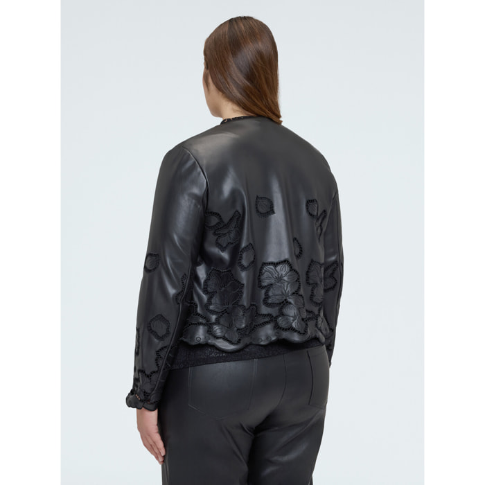 Fiorella Rubino - Chaqueta en tejido revestido con motivos florales - Negro