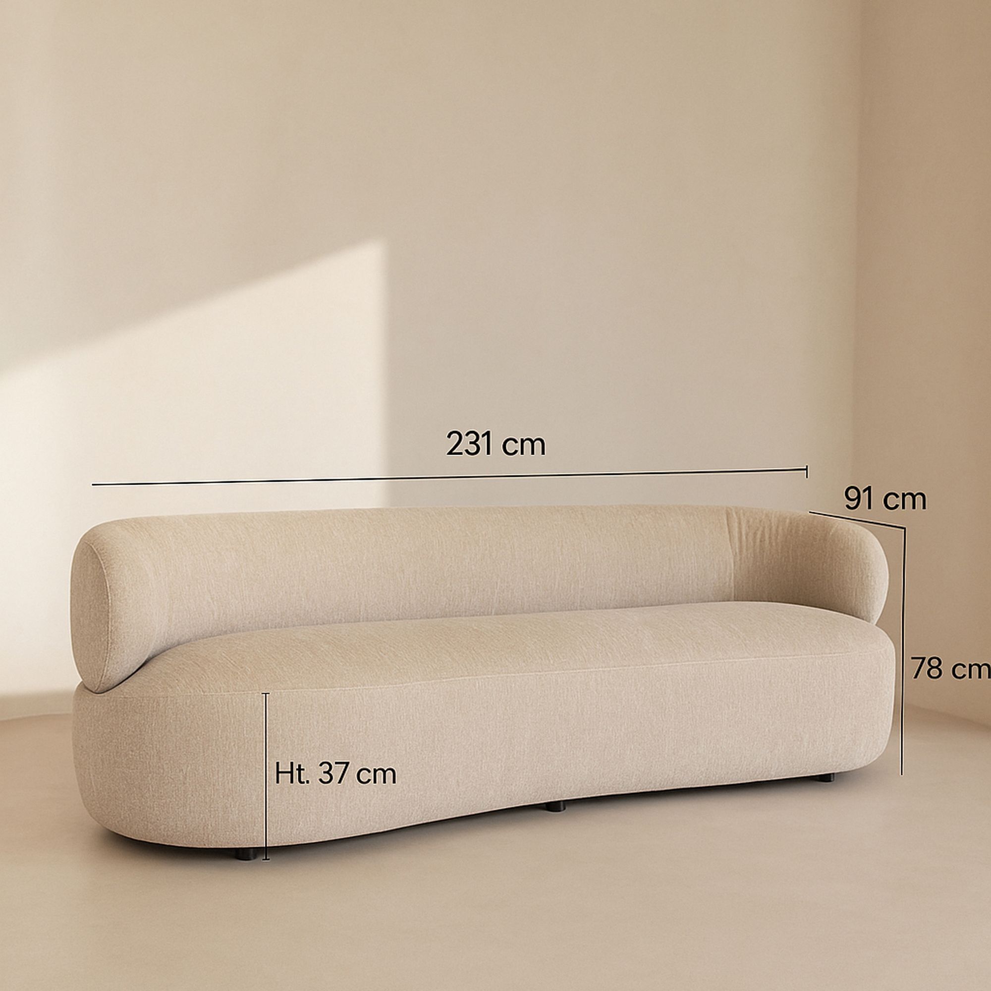 Canapé en velours texturé beige 2 places GLOVE