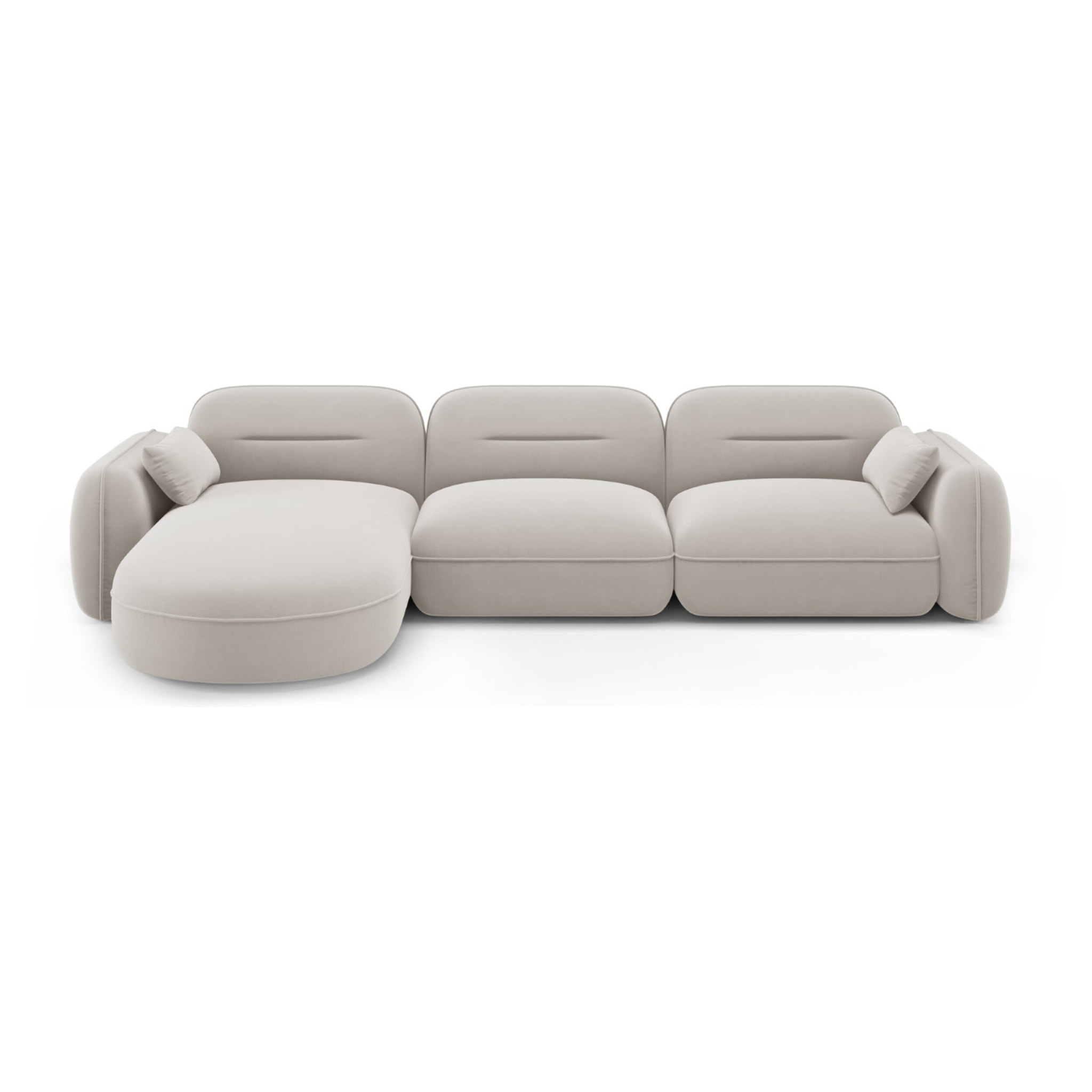 Canapé d'angle gauche modulable "Sydney" 4 places en velours beige clair