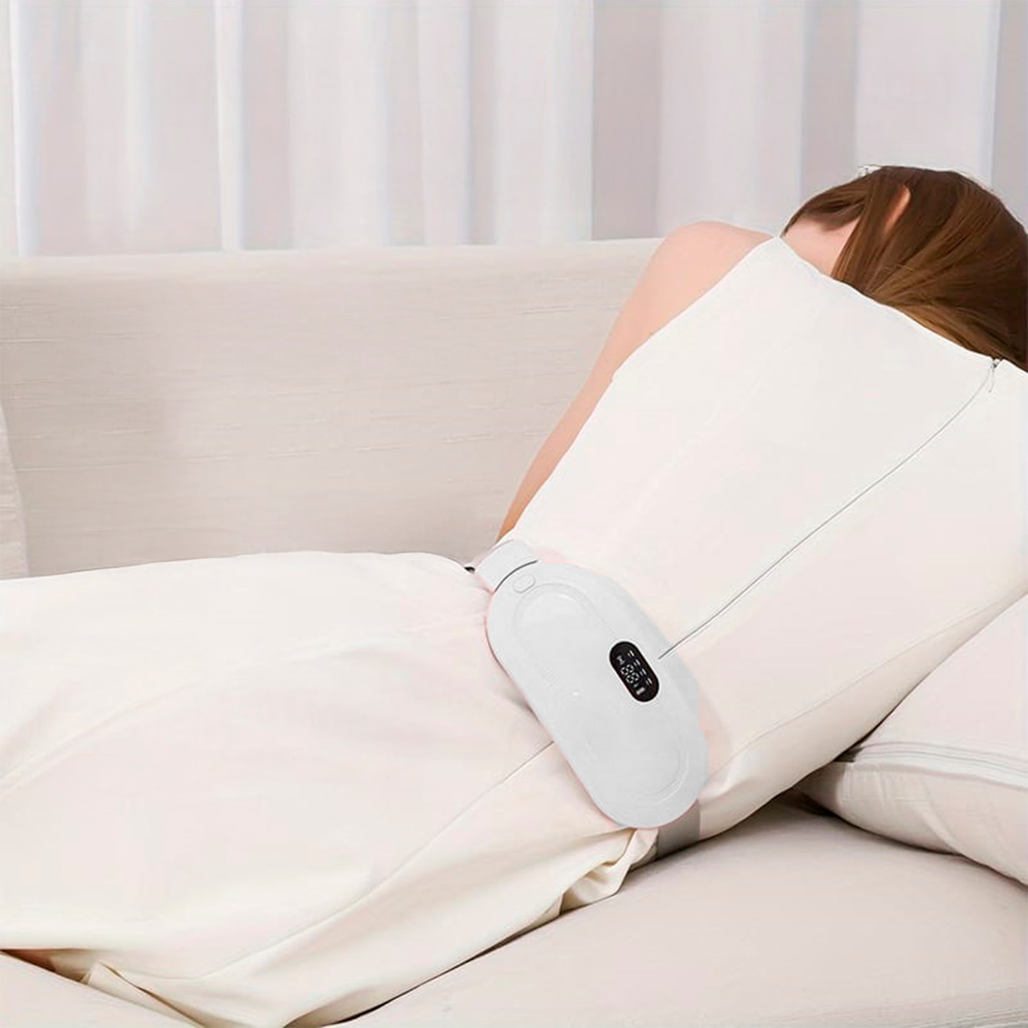 Cinturón de masaje abdominal con 3 niveles de calor rápido y función de masaje con 4 modos de vibración.