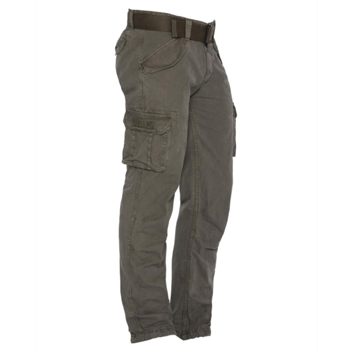 TRBATTLE70PK2 ARMY PANTS WITH BELT 100% COTTON Verde