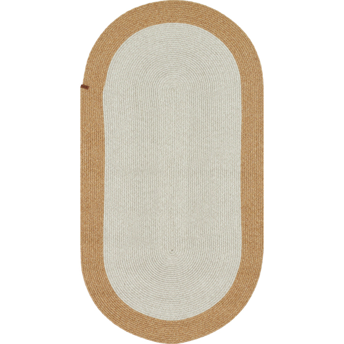 Tapis fait main effet toile de jute