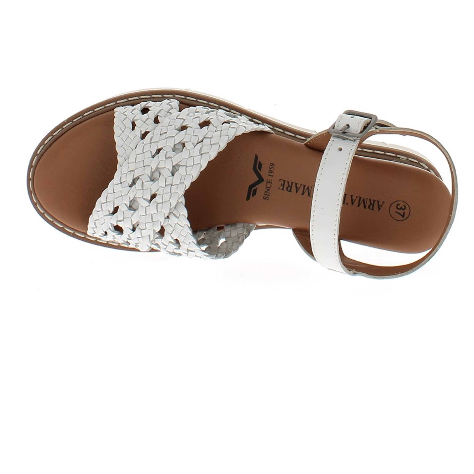 Armata di Mare Scarpe Donna Sandalo in Pelle Incrociato con Cinturino Laterale AMD 1V3742 White