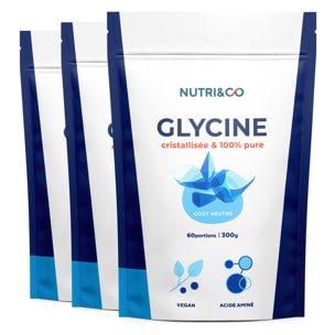 Glycine Crystallisée 100% Pure en Poudre - 300g Vegan - Lot de 3