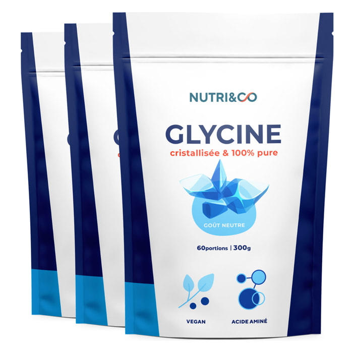 Glycine Crystallisée 100% Pure en Poudre - 300g Vegan - Lot de 3