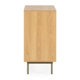 Cómoda de noche Cuzco 3 cajones color Roble/Verde