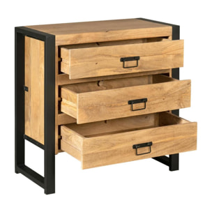 Commode bois métal 3 tiroirs MILORA