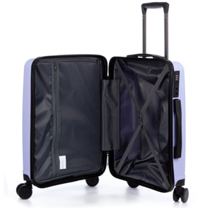 Set di 3 valigie Trolley, in materiale leggero PP resistente agli urti. Chiusura TSA a combinazione, 4 ruote doppie girevoli a 360°.