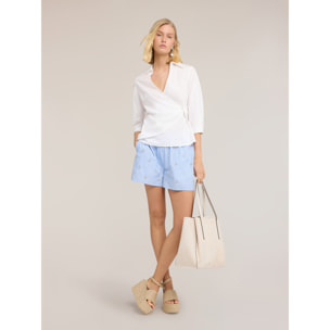 Motivi - Camicia wrap in popeline - Bianco