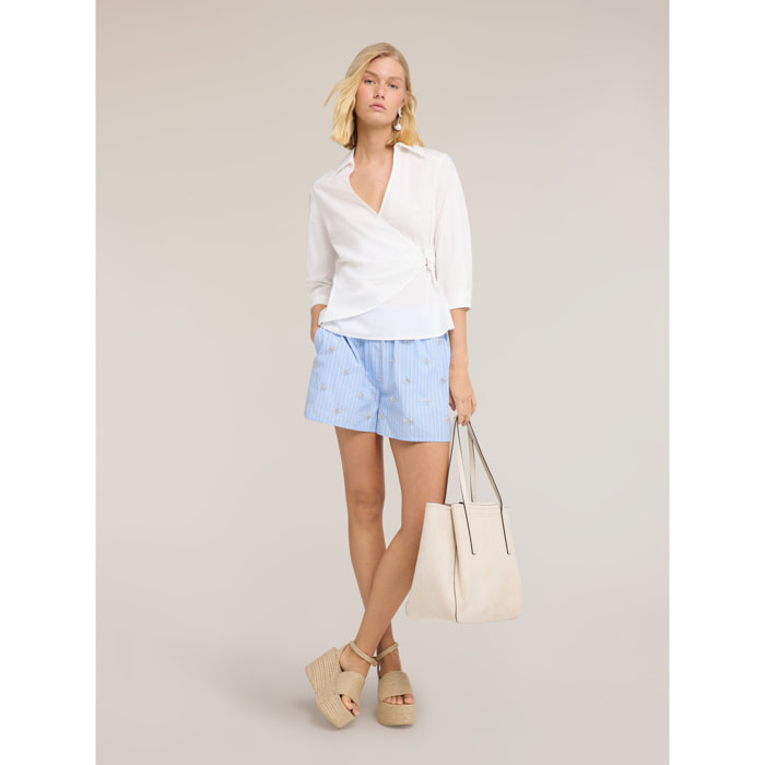 Motivi - Camicia wrap in popeline - Bianco