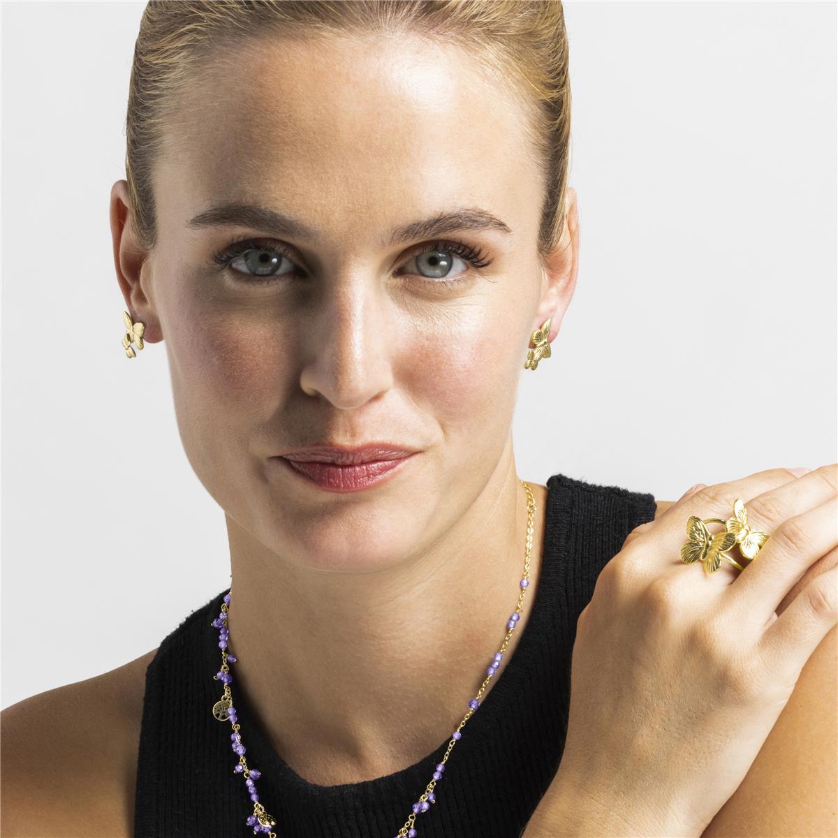 Pendientes acabado oro 18k