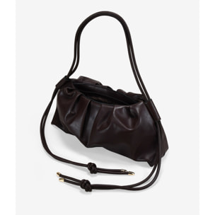 Bolso bandolera marrón con fruncido