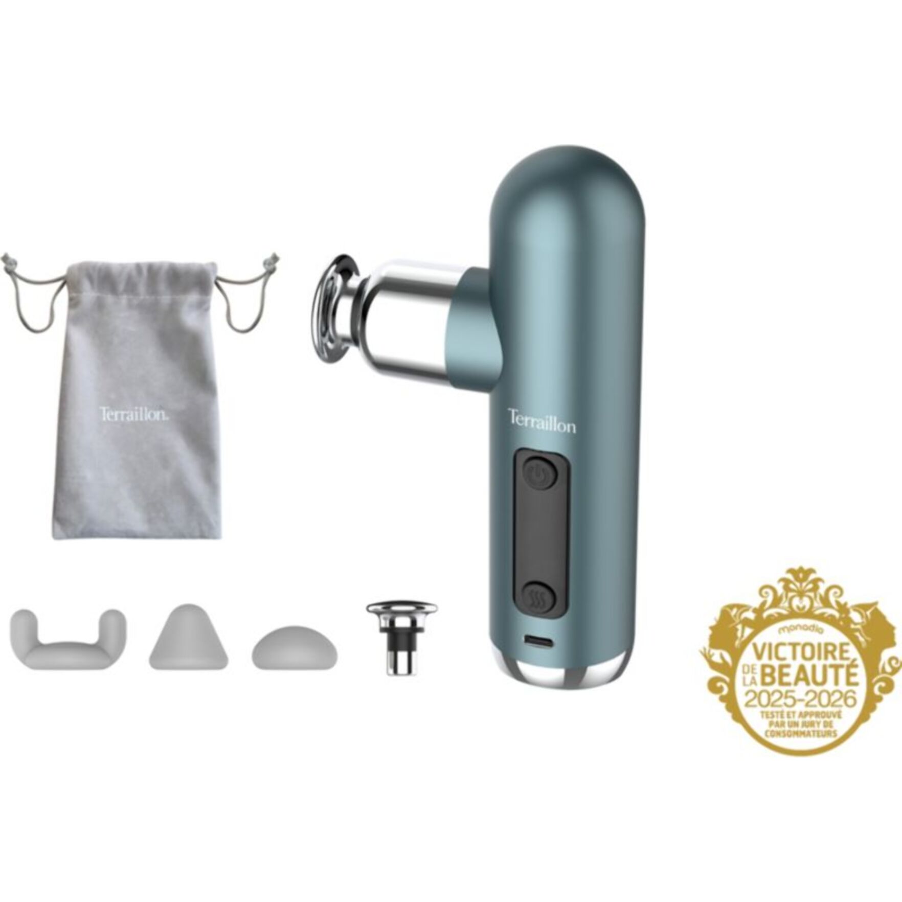 Pistolet de massage TERRAILLON Mini Massager 4 embouts