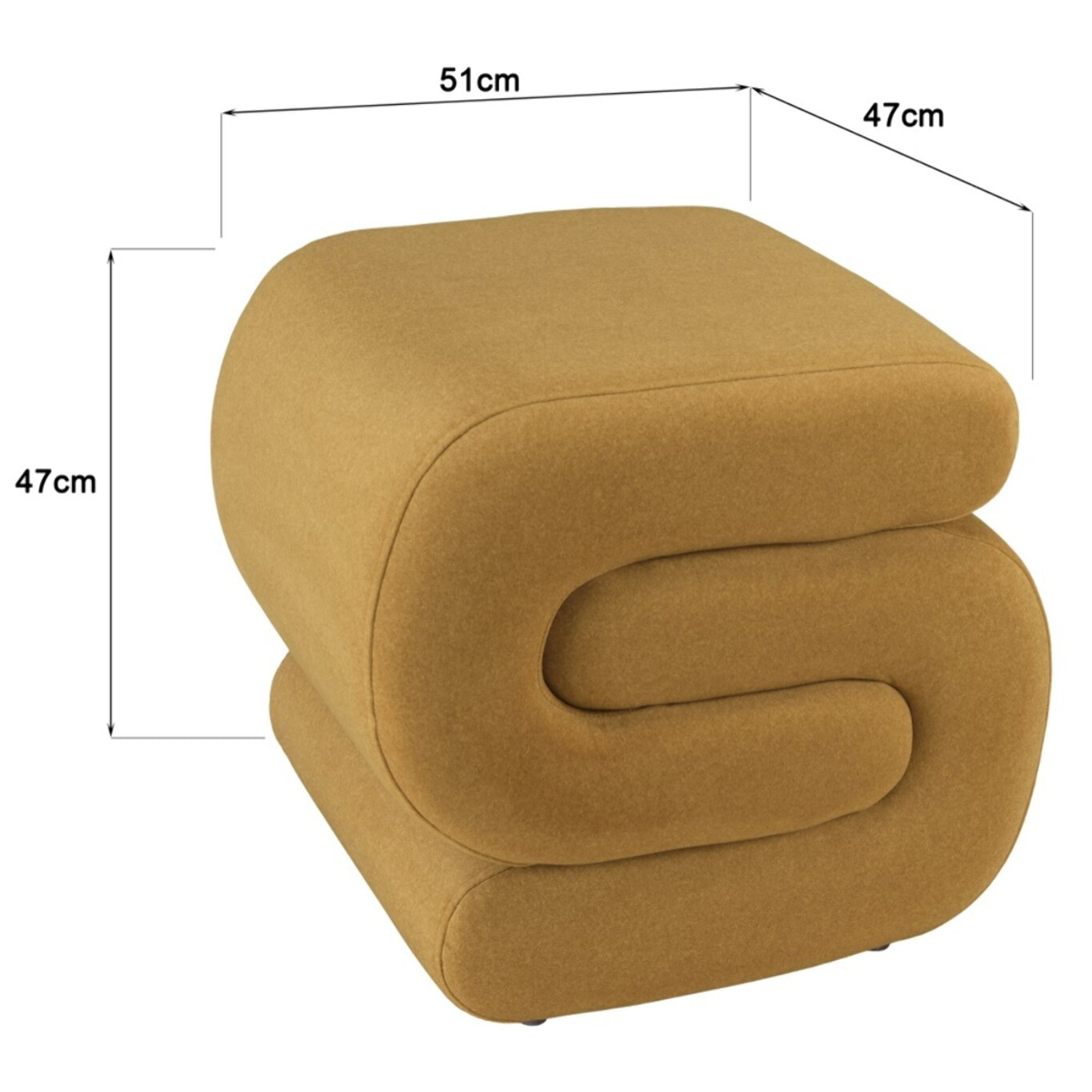 LEOPOLD - Pouf en tissu effet velours jaune moutarde