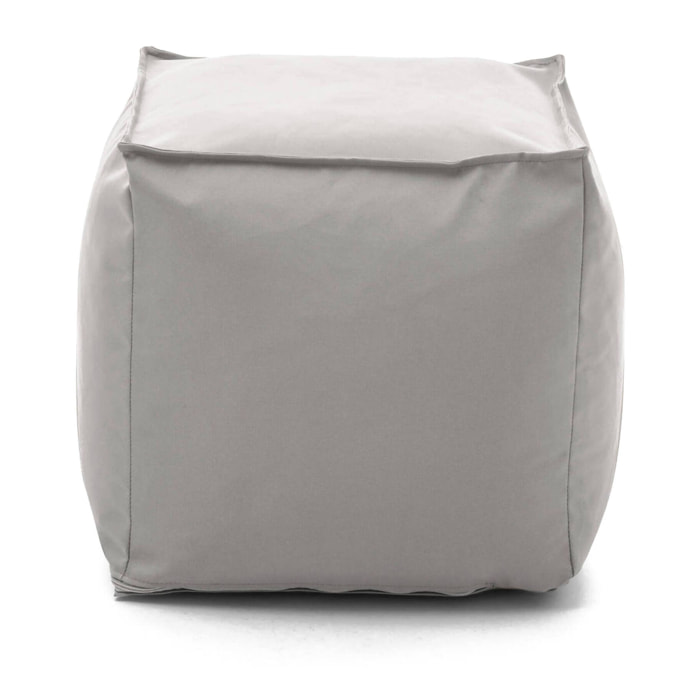 Pouf Aron, Pouf multifunzione, Poltroncina relax in tessuto imbottito, 100% Made in Italy, 45x45h45 cm, Bianco