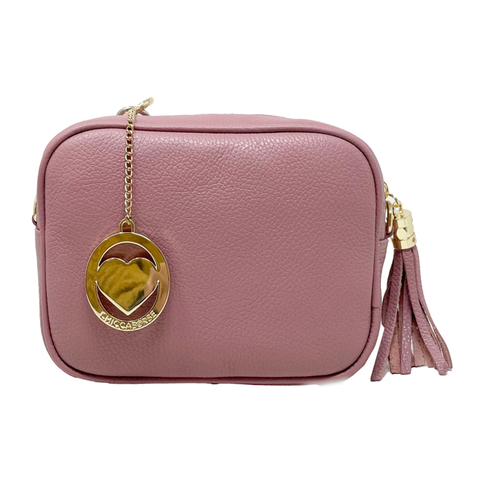 Chicca Borse - Tracollina Clutch Donna in Vera Pelle - Colore Rosa Antico