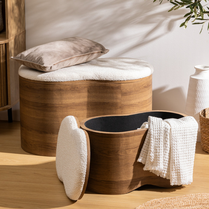 Coffre "Loe" bouclette caramel 72x45x40,5cm