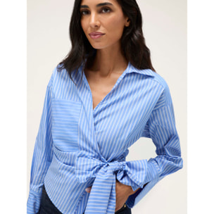 Motivi - Camicia con incrocio a righe - Azzurro