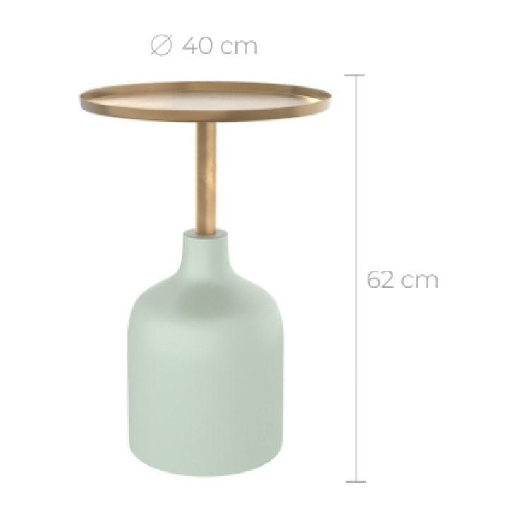 Table d'appoint ronde en métal  vert d'eau et laiton D40 cm - Lyne