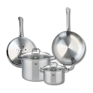 Ensemble de 2 Poêles de cuisson 28 et 32 cm et 2 faitouts 20 et 26 cm Elo Profi Citrin