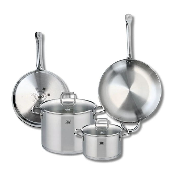 Ensemble de 2 Poêles de cuisson 28 et 32 cm et 2 faitouts 20 et 26 cm Elo Profi Citrin