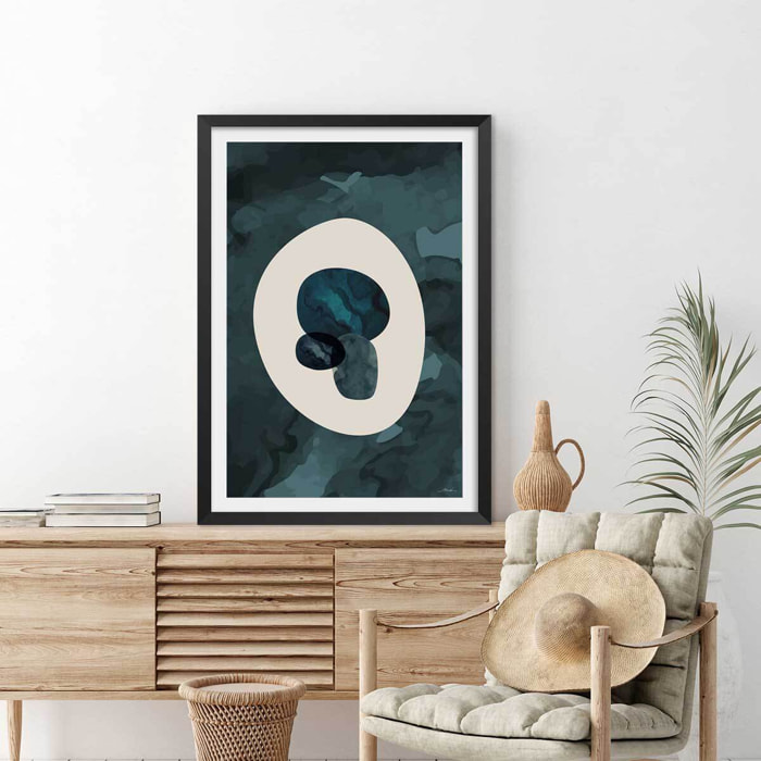 Affiche pierre labradorite Affiche + cadre en bois - Noir