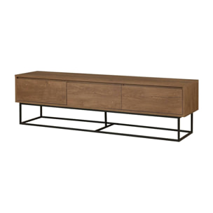 Mobile porta TV Dlapadul, Credenza da soggiorno, Armadio basso per TV, Base parete attrezzata, 180x40h50 cm, Noce e Nero