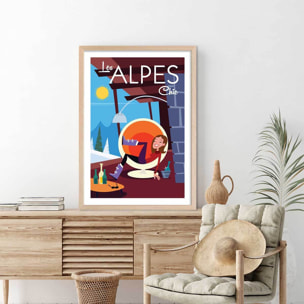 Affiche Pause au chalet Affiche + cadre en bois - Chêne